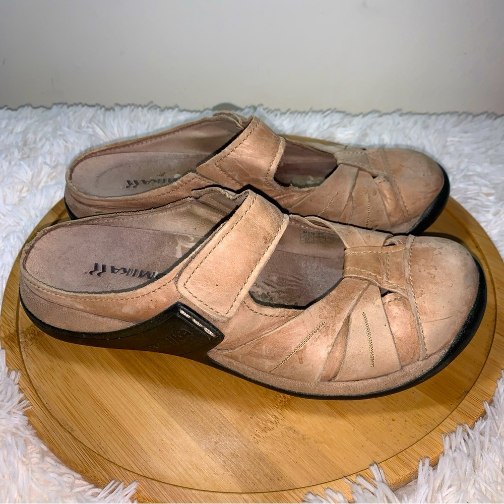 Romika Sandals Slides Women’s Size 10 Sz 41 Beige Hook & Loop Strap Leather
